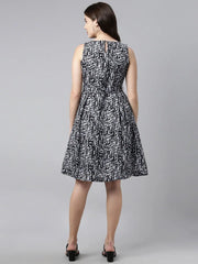 Black Crepe A Line Dress