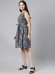 Black Crepe A Line Dress