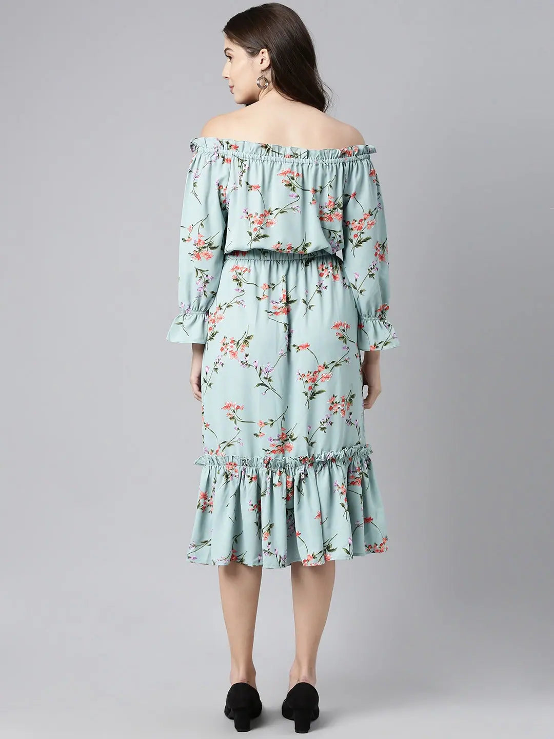Floral Off Shoulder Midi Dress | Indian Dresses Online