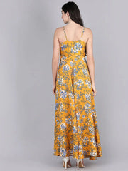Women Mustard Floral Printed Dress