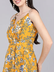 Women Mustard Floral Printed Dress