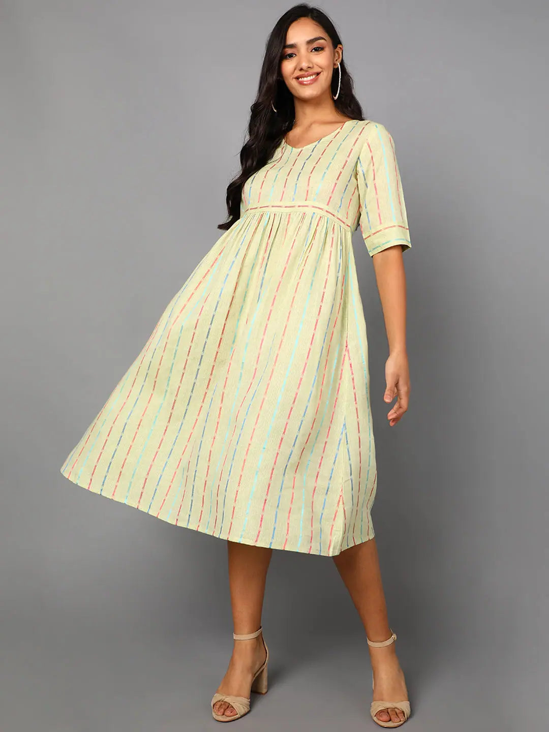Women Cream Cotton Dress 1