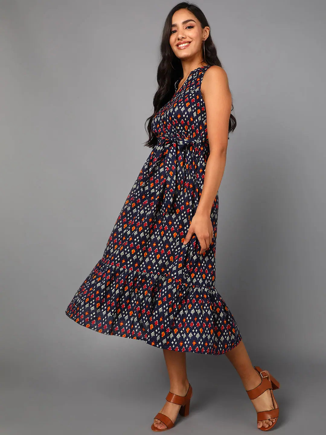 Navy Blue Cotton Dress - Indian Dresses Online | DesiQlo
