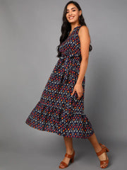 Women Navy Blue Cotton Dress 2