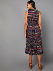 Women Navy Blue Cotton Dress 2