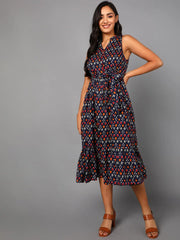 Women Navy Blue Cotton Dress 2