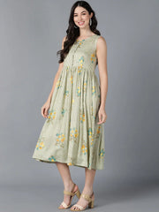 Women White Cotton Striped Dresses