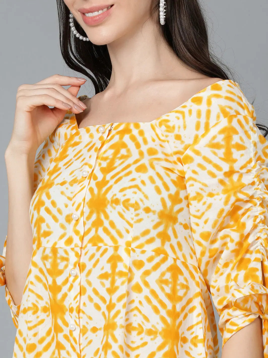 Yellow Cotton Tie-Dye Dress | Indian Cotton Dresses Online