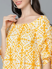 Women Yellow Cotton Dyed Dresses