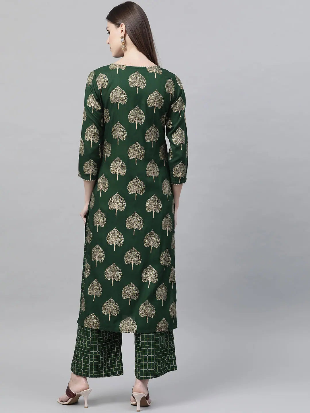 Green Cotton Kurta Palazzo Set | Trendy Indian Kurta for Women