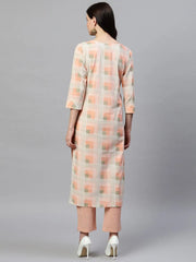 Women Occasion Wear Cotton Fabric Printed Stylish Peach Color Kurta And Palazzo Set