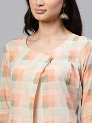 Women Occasion Wear Cotton Fabric Printed Stylish Peach Color Kurta And Palazzo Set
