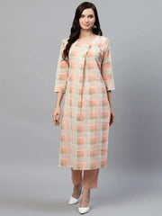 Women Occasion Wear Cotton Fabric Printed Stylish Peach Color Kurta And Palazzo Set