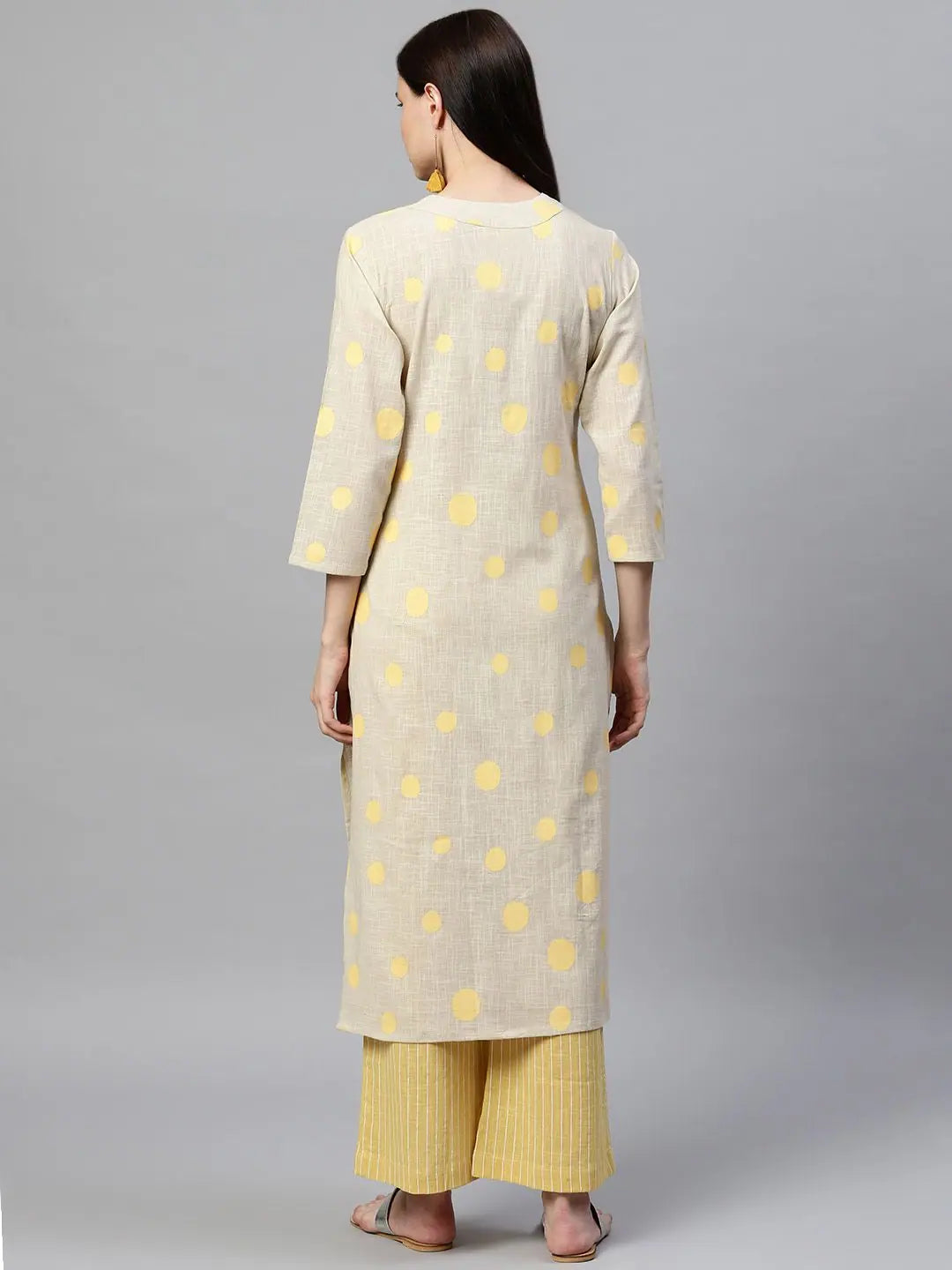 Dark Beige Geometric Kurta Palazzo Set | Women's Palazzo Sets