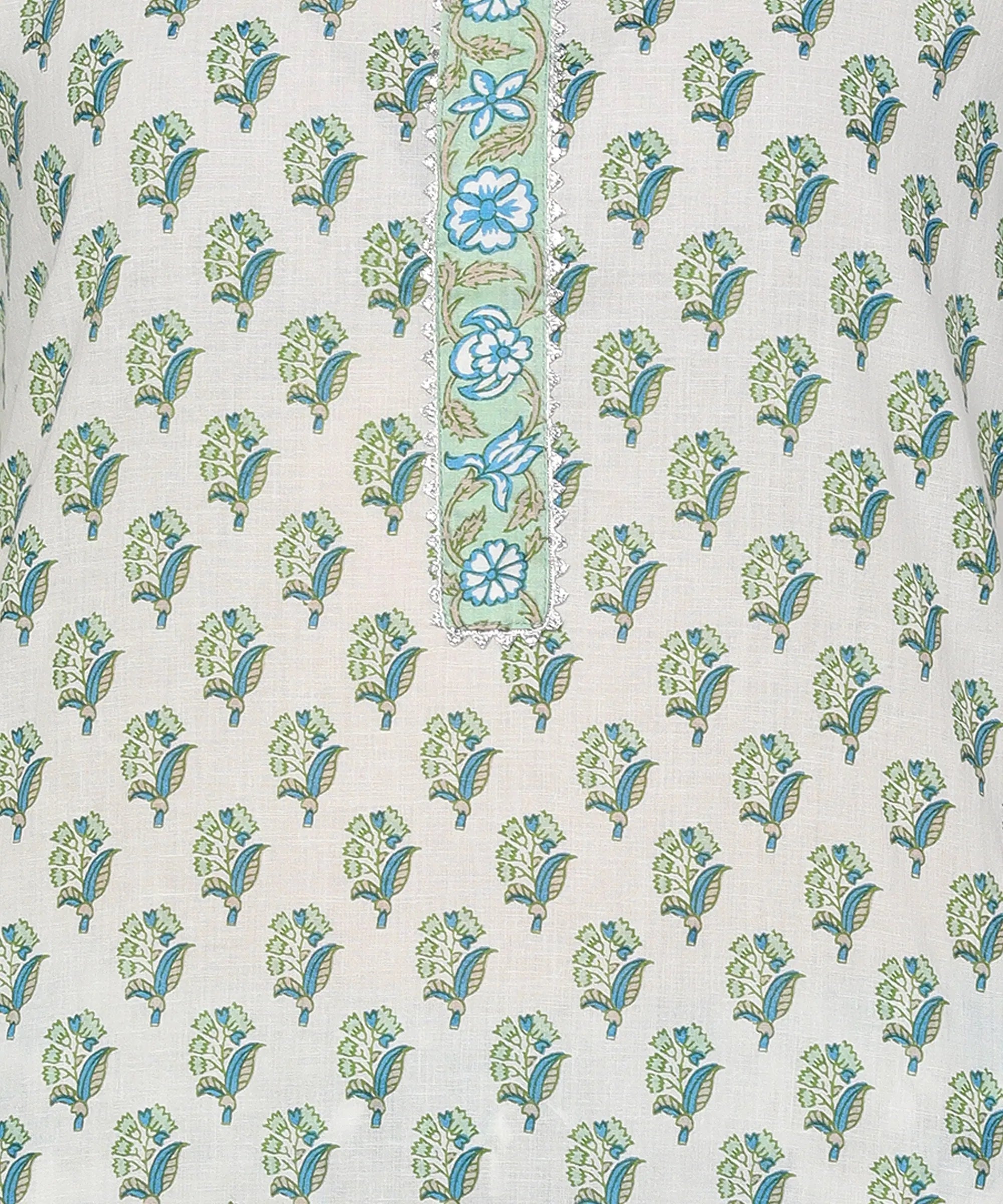 Off White & Green Kurta Palazzo Set | Designer Indian Kurtis