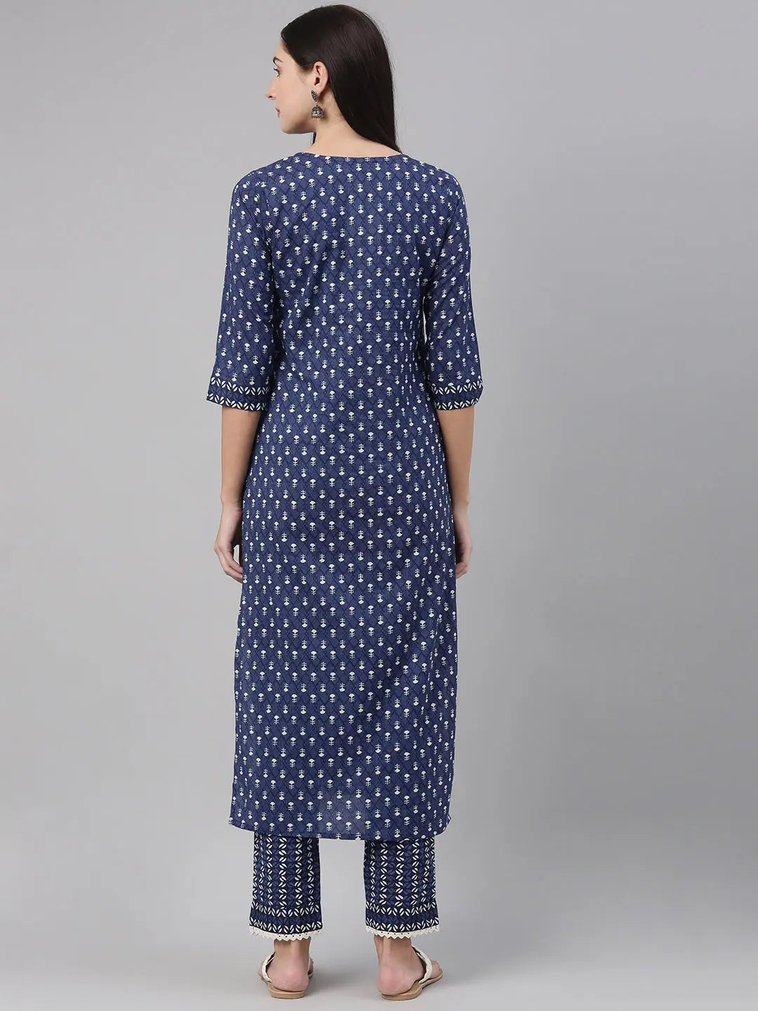 Blue Ethnic Print Kurta Pant Set | Stylish Indian Kurtas