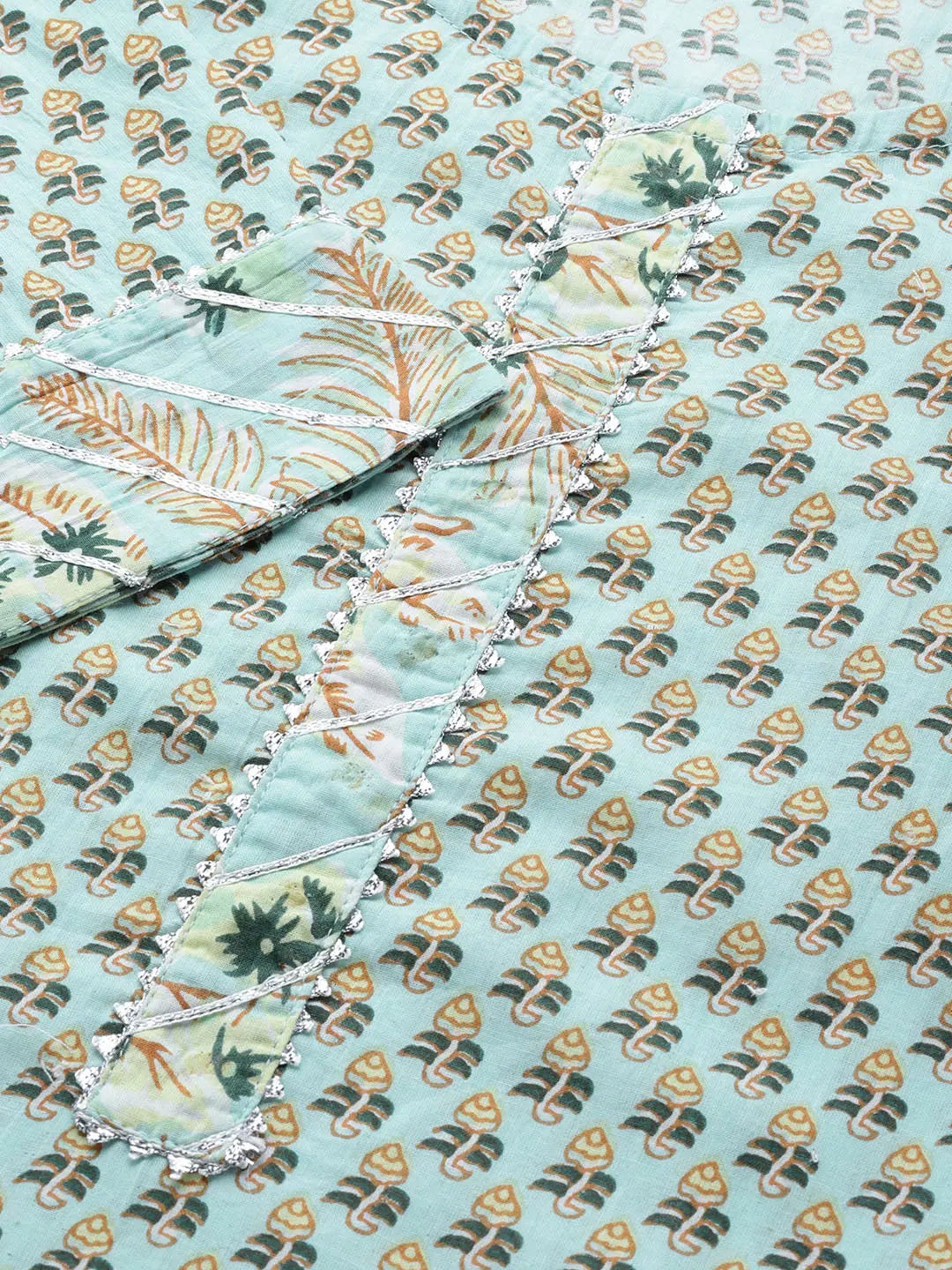 Blue Cotton Women's Kurta Set: Floral Printed Indian Kurta Sets