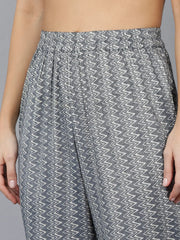 Women Grey Cotton Blend Kurta Trousers
