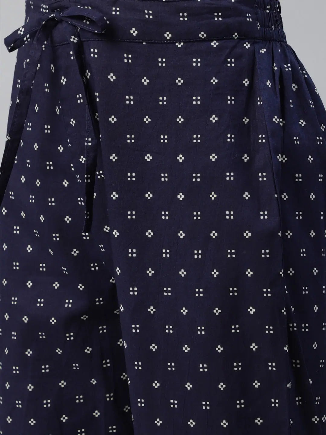 Women Blue And Red Color Cotton Fabric Printed Fancy Kurta And Palazzo Dupatta Set