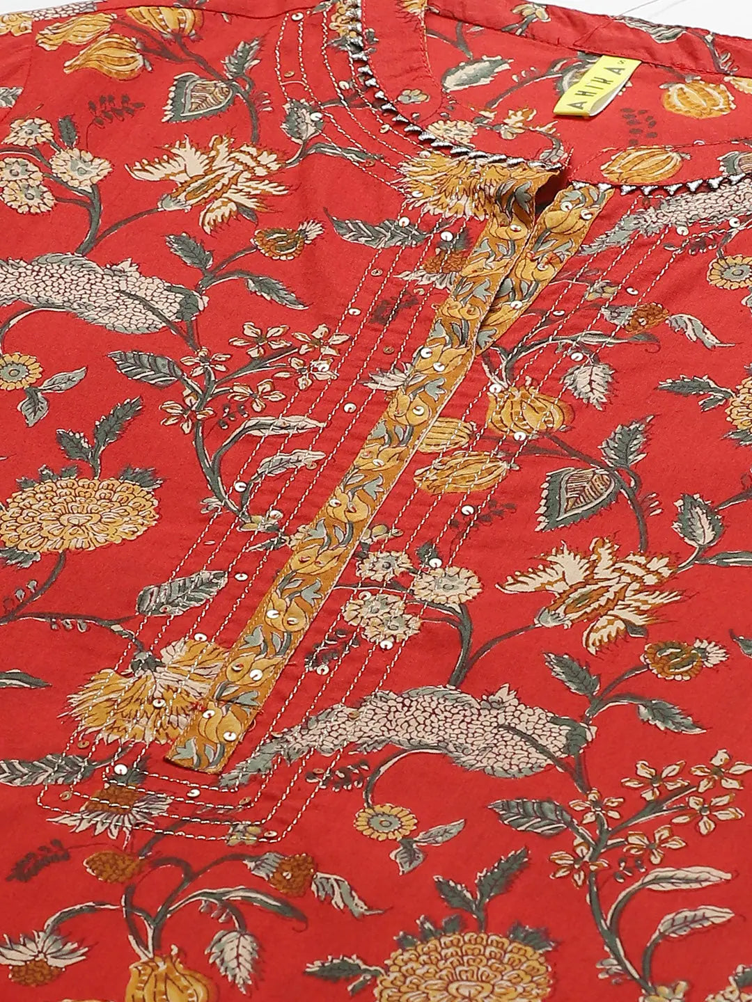 Red Floral Kurta and Palazzo Set | Women's Palazzo Sets