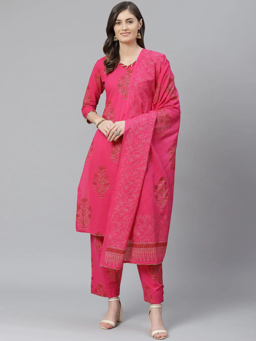 Pink Ethnic Cotton Kurta - Stylish Indian Kurtis for Ladies