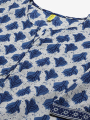 Women Cotton Off White Ethnic Motifs Printed Straight Kurta Palazzo Dupatta Set 2