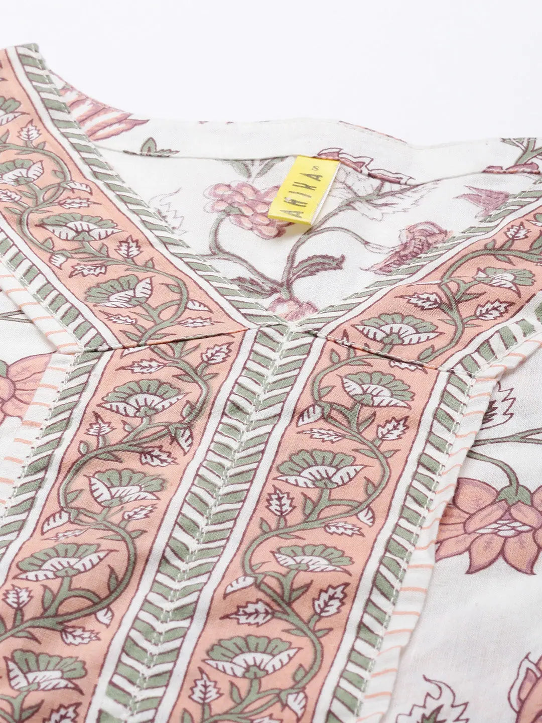 White Floral Kurta Set | Cotton Indian Kurtis for Ladies