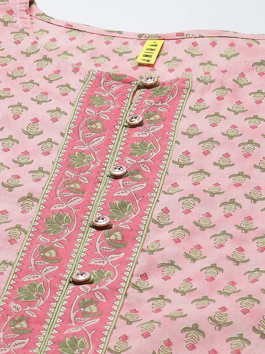 Pink Ethnic Print Cotton Kurta Palazzo Set | Women's Fashion