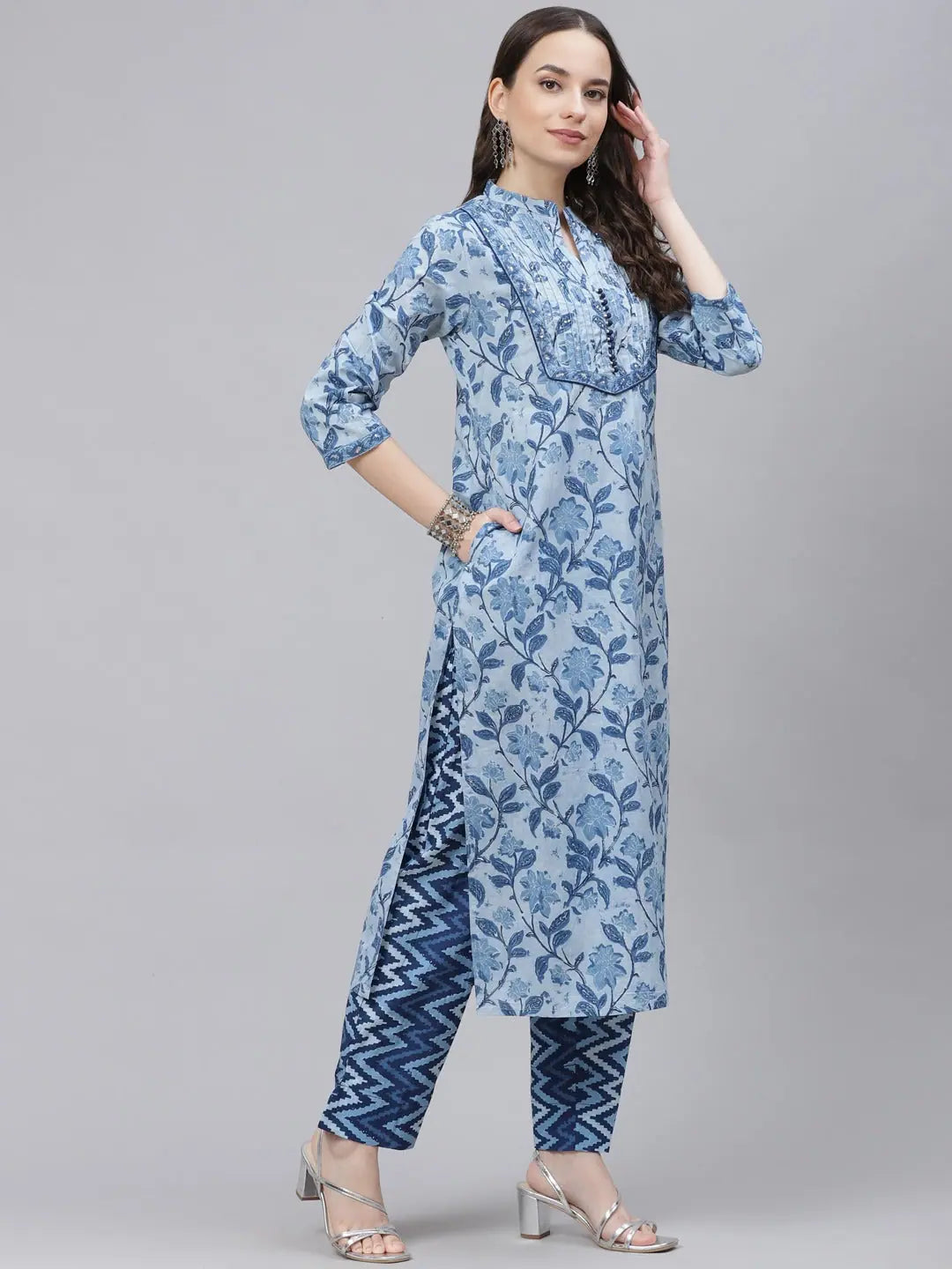 Blue Cotton Kurta Sets for Women | Indian Designer Kurta Set