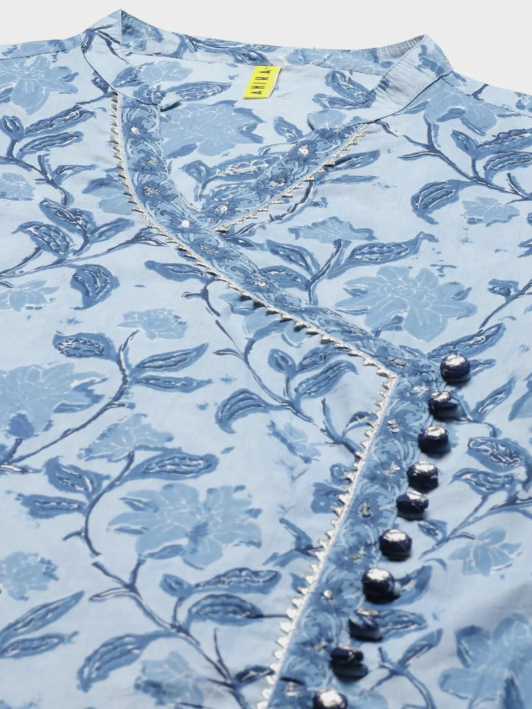 Classic Blue Cotton Kurta Set with Dupatta - Women's Indian Kurta Sets