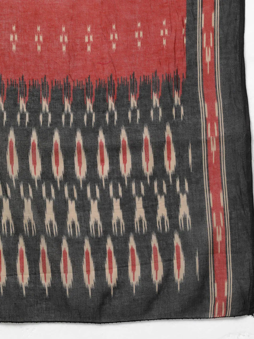 Black Abstract Print Cotton Kurta Set with Dupatta | Women's K...