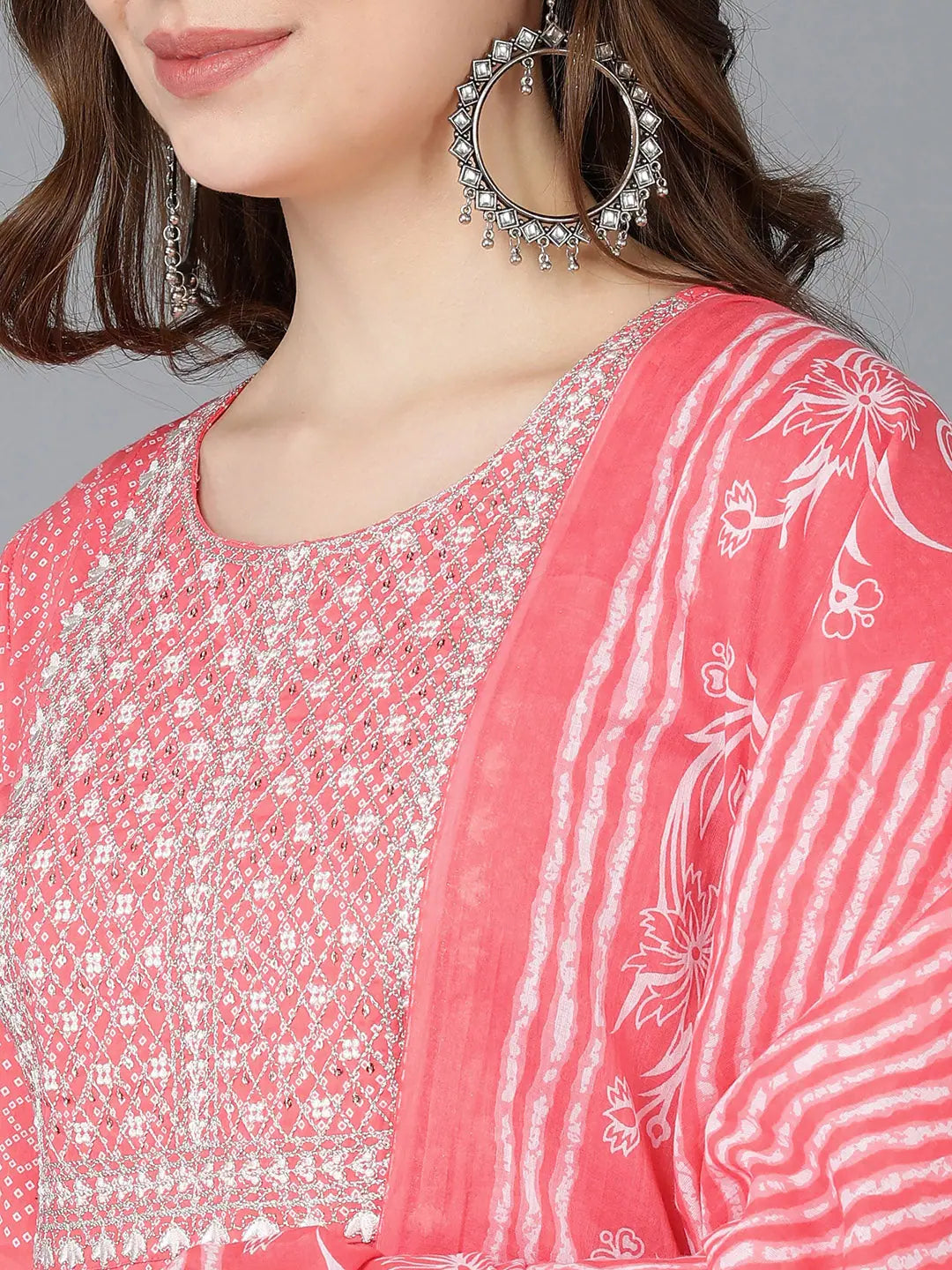 Peach Cotton Kurta Set With Dupatta | Women's Designer Kurta