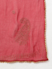 Women Maroon Pure Cotton Kurta Trousers With Dupatta