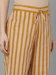 Women Mustard Pure Cotton Printed Kurta Trousers With Dupatta