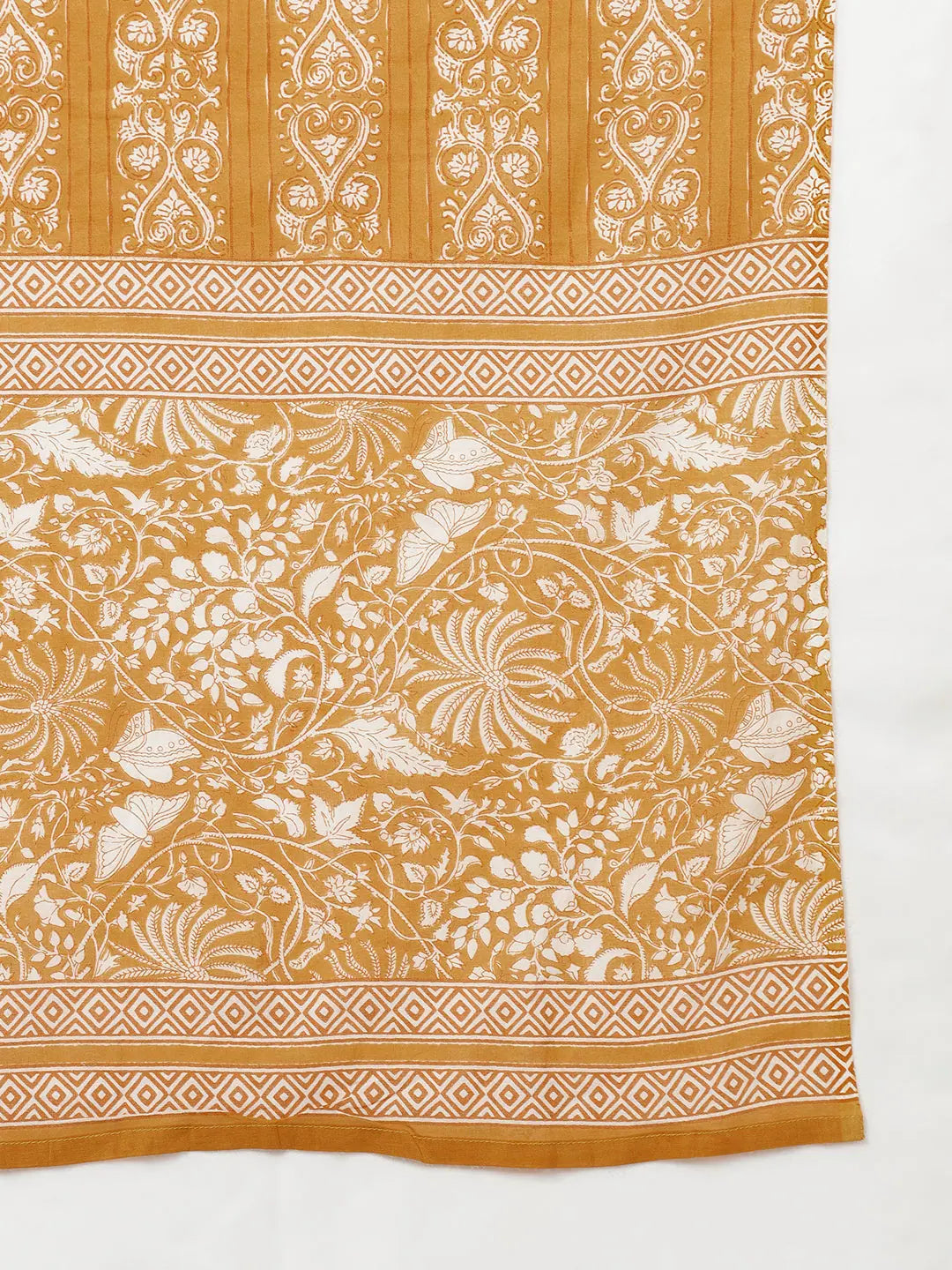 Mustard Floral Cotton Kurta Set With Dupatta | Women's Kurta Sets