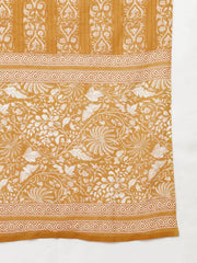 Women Mustard Pure Cotton Printed Kurta Trousers With Dupatta