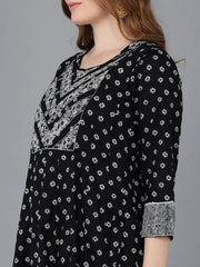 Women Black Pure Cotton Kurta Trousers With Dupatta