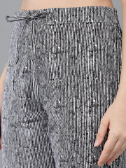 Women Black Pure Cotton Kurta Trousers With Dupatta