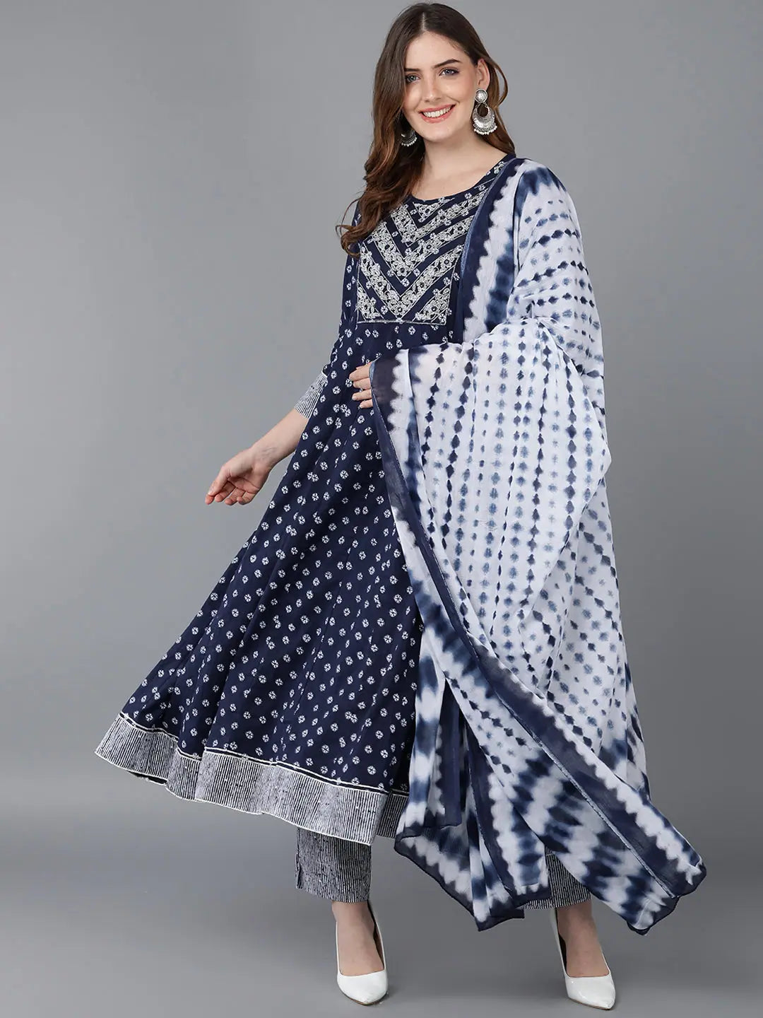 Premium Blue Cotton Kurta Set with Dupatta | Women's Indian Kurta Sets