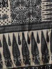Women Black Silk Blend Printed Kurta Trousers With Dupatta