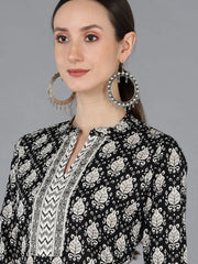 Women Black Pure Cotton Abstract Printed