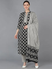 Women Black Pure Cotton Abstract Printed
