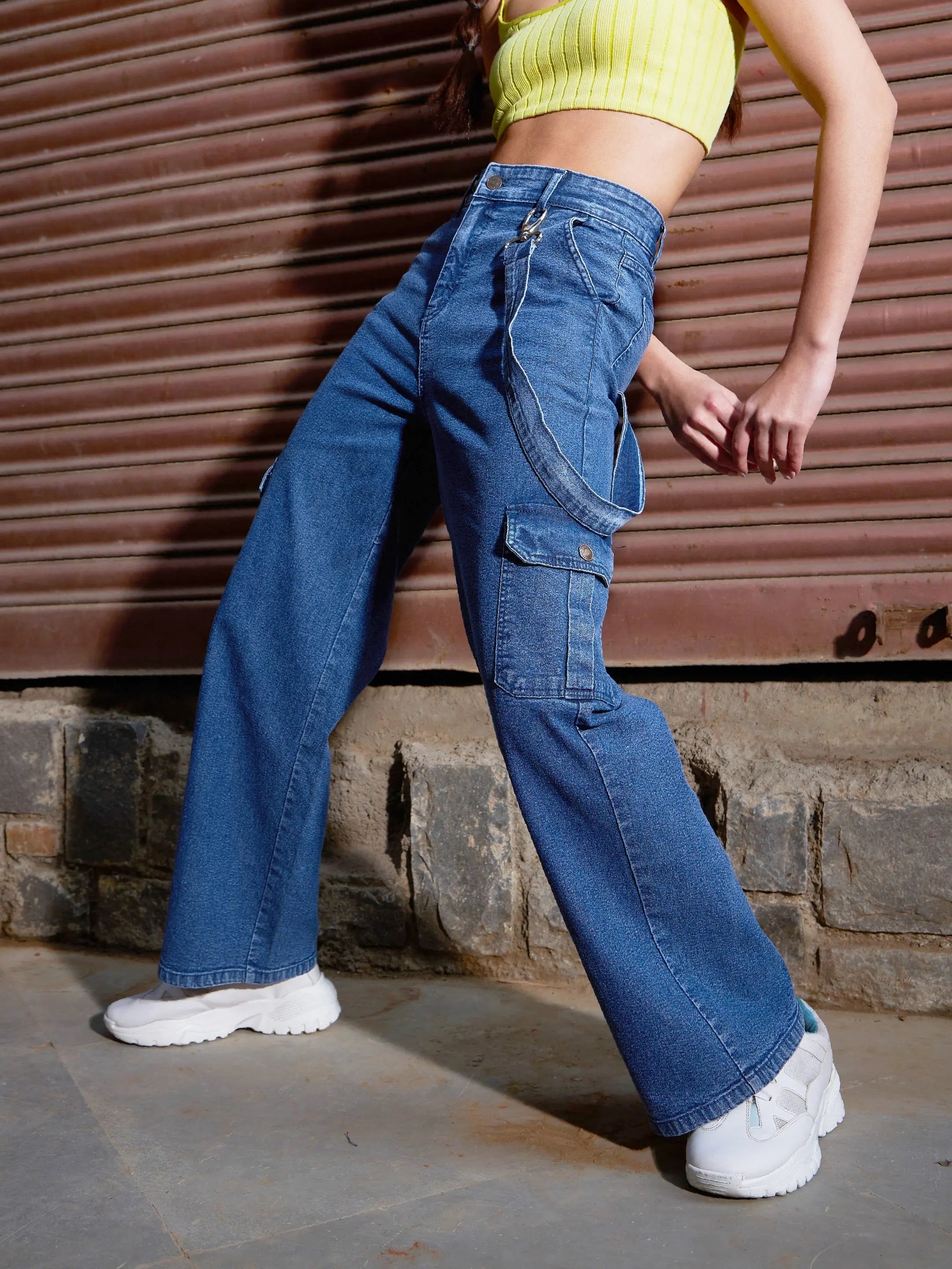 Blue Denim Side Pocket Jeans | Women's Comfort Fit