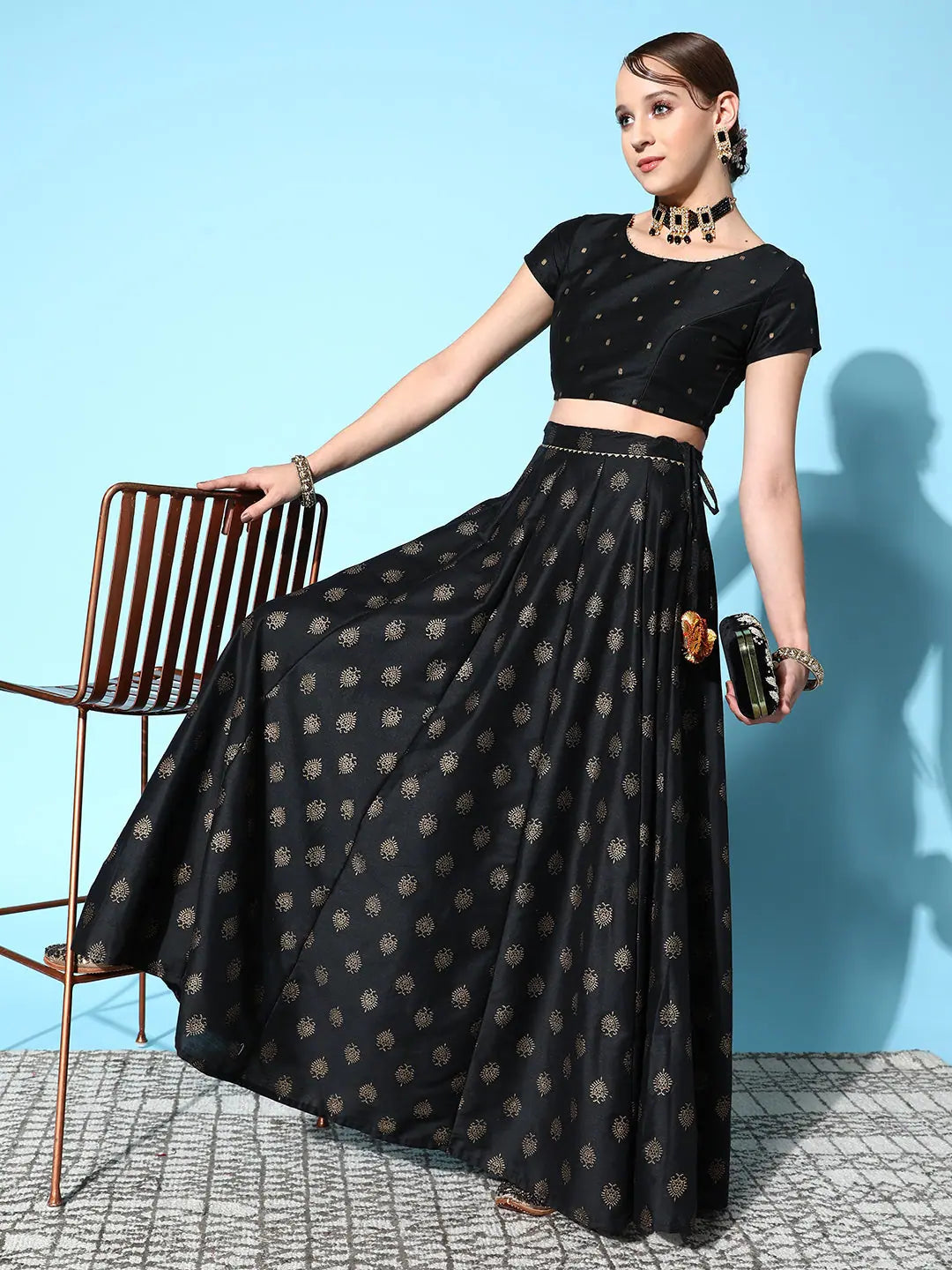 Black Crop Top - Women's Lehenga, Ethnic Lehenga
