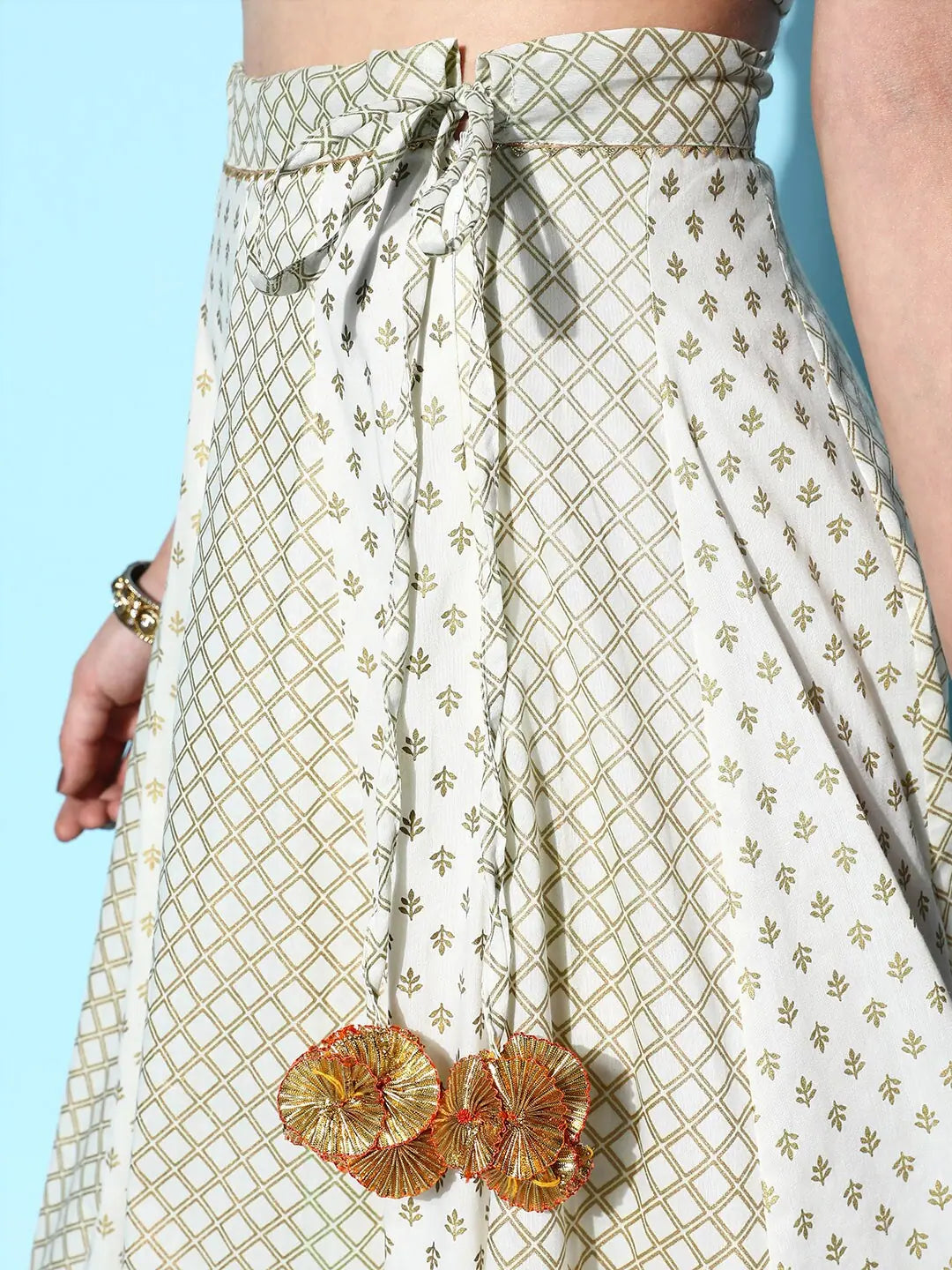 Off White Cotton Silk Anarkali Skirt | Women's Ethnic Wear