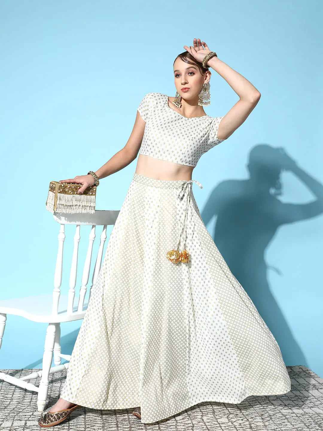 Floral Crop Top - Designer Lehenga, Party Wear, Ethnic Style