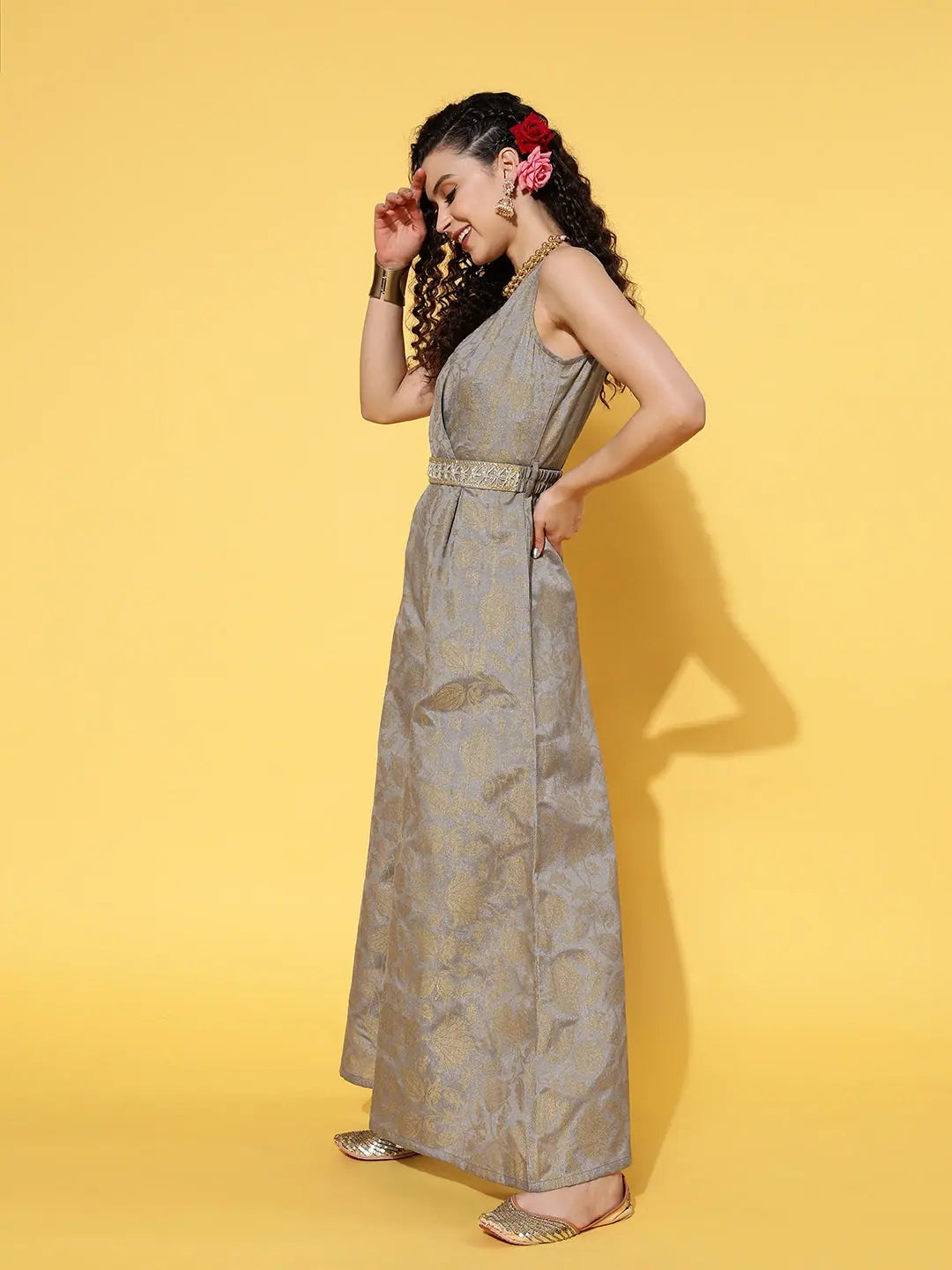 Grey Jumpsuit - Designer Lehenga Style, Party Wear for Women