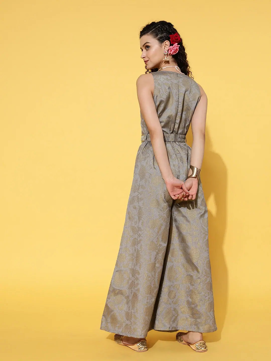 Grey Jumpsuit - Designer Lehenga Style, Party Wear for Women