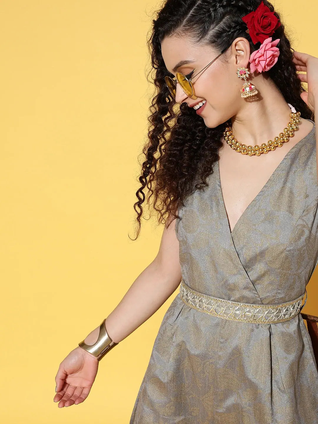 Grey Jumpsuit - Designer Lehenga Style, Party Wear for Women