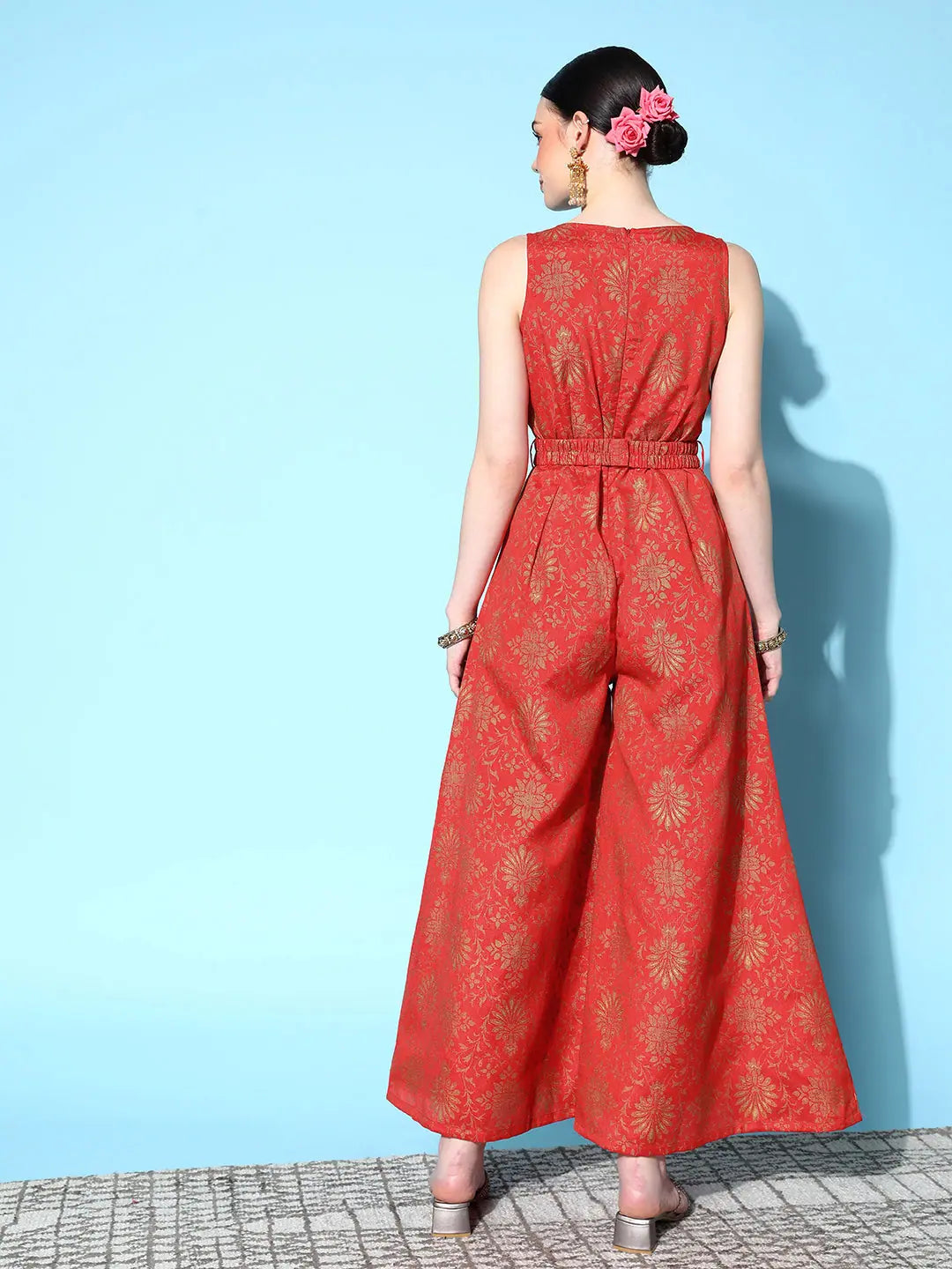 Orange Jumpsuit for Women - Party Wear, Designer Lehenga Style